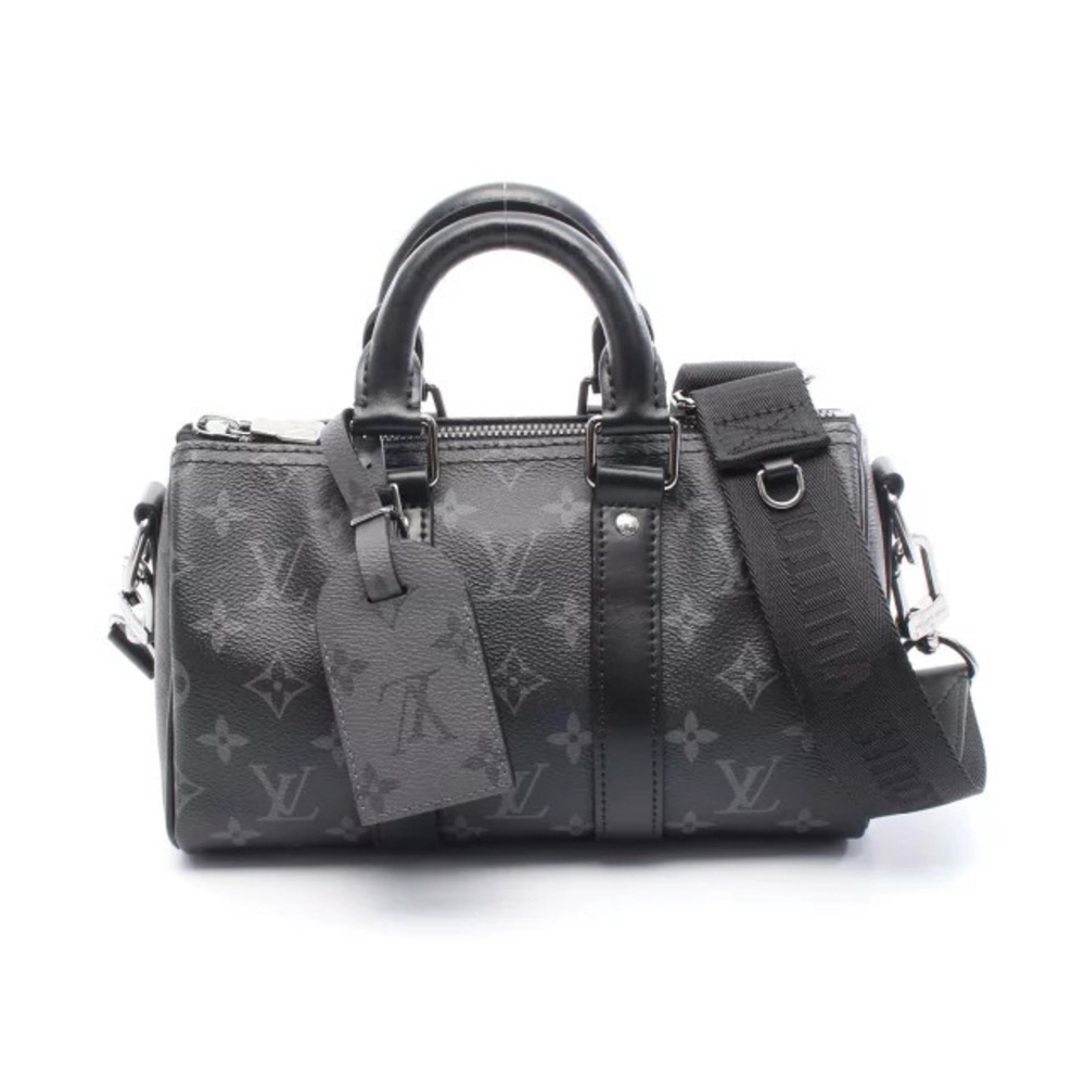 Louis Vuitton Handbag Leather Black Monogram Eclipse Bandoulire Canvas Keepall - Picture 2 of 5